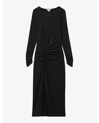 Reiss - Lana Ruched-detail Long-sleeve Jersey Midi Dress - Lyst