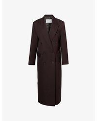 Frankie Shop - Jane Double-Breasted Woven Long Coat - Lyst