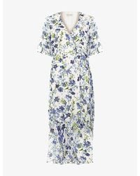 Phase Eight - Juliette Floral-Print Metallic-Woven Midi Dress - Lyst