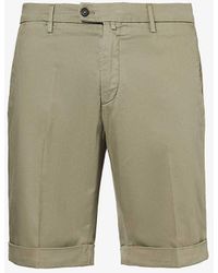 Corneliani - Folded-hem Mid-rise Stretch Cotton-blend Shorts - Lyst