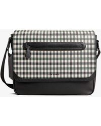 Ted Baker - Portrey Checked Zip-pocket Faux-leather Messenger Bag - Lyst
