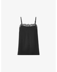 Whistles - Lace-Trim Crepe Cami Top - Lyst