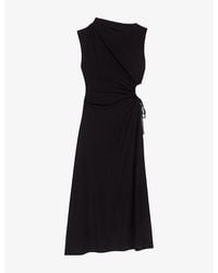 Maje - Cutout-Waist High-Neck Stretch-Woven Maxi Dress - Lyst