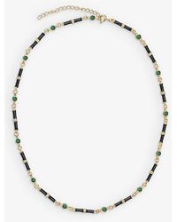 V By Laura Vann - Marlowe 18ct Yellow -plated Recycled Sterling-silver, Emerald, White Topaz And Enamel Pendant Necklace - Lyst