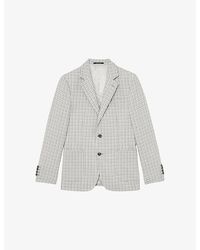 Reiss - Canty Houndstooth Single-Breasted Stretch-Woven Blazer - Lyst