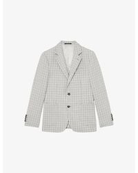 Reiss - Canty Houndstooth Single-Breasted Stretch-Woven Blazer - Lyst