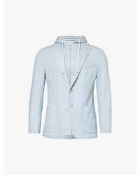 Eleventy - Single-breasted Hooded Cotton And Cashmere-blend Blazer - Lyst