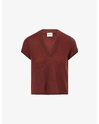 ME+EM - V-Neck Short-Sleeve Merino Wool-Blend Top - Lyst