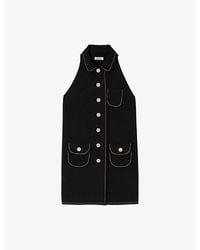 Sandro - Sleeveless Button-Up Stretch-Woven Mini Dress - Lyst