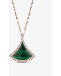 BVLGARI - Divas' Dream 18k Rose Gold, Malachite, & Diamond Pendant Necklace - Lyst