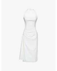 House Of Cb - Tallulah Halterneck Cotton Midi Dress Xs (A-C Cup) - Lyst