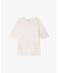Sandro - Lace-Detail Relaxed-Fit Cotton T-Shirt - Lyst
