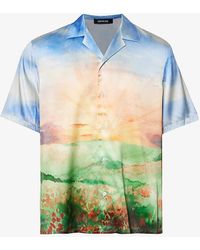 NAHMIAS - Graphic-print Camp-collar Regular-fit Stretch-silk Shirt X - Lyst