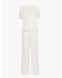Reformation - X Nara Smith Buttercup Hour Embroidered Cotton-Blend Pyjama Set - Lyst