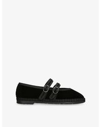 Flabelus - Claire Velvet Mary-Jane Flats - Lyst