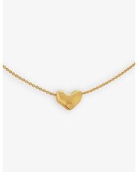 Monica Vinader - Heart-Charm 18Ct-Plated Vermeil Sterling- Pendant Necklace - Lyst