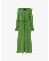 Whistles - Frilled Ruffled Woven Midi Dress - Lyst