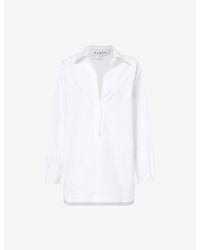Alaïa - Long-sleeved Side-pocket Cotton Mini Dress - Lyst