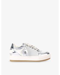 Kurt Geiger - Southbank Tag Leather And Mesh Trainers - Lyst
