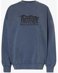 ROTATE SUNDAY - Brand-print Relaxed-fit Organic Cotton-jersey Sweatshirt - Lyst