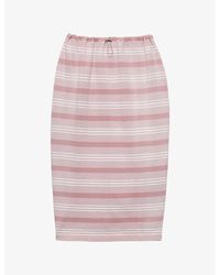 Prada - Striped Piqué Cotton Skirt - Lyst
