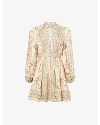 Zimmermann - Roselight Printed Linen Mini Dress - Lyst