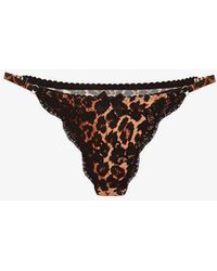 Agent Provocateur - Molly Leopard-print High-rise Stretch-silk Thong - Lyst
