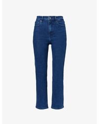 FRAME - The Pencil Crop Slim-Leg High-Rise Stretch Cotton-Blend Jeans - Lyst
