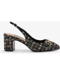 Dune - Choices Chain-embellished Tweed Slingback Heeled Courts - Lyst