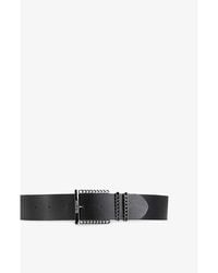 The Kooples - Chain-Embellished Logo-Embossed Leather Belt - Lyst