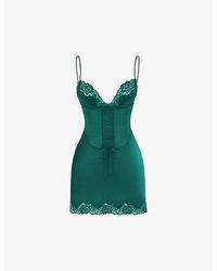 House Of Cb - Soraya Lace-Trimmed Satin Mini Dress - Lyst