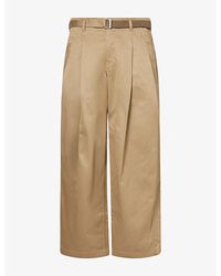 Sacai - Double-Pleated Wide-Leg Cotton Chinos - Lyst