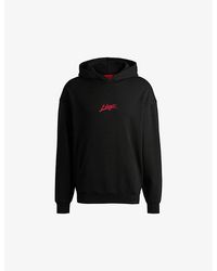 HUGO - Leisure Logo-Print Cotton-Jersey Hoody - Lyst