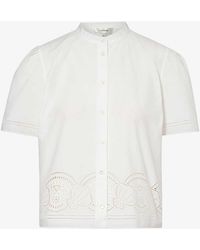 FRAME - Broderie Anglaise-embroidered Cotton-poplin Shirt - Lyst