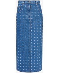 Nina Ricci - Distressed-pattern Slim-fit Denim Maxi Skirt - Lyst