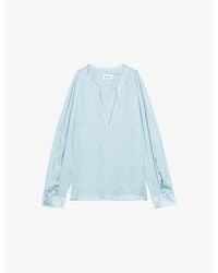Zadig & Voltaire - Torny V-Neck Satin Blouse - Lyst
