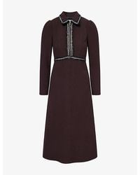 ME+EM - Tweed Long-Sleeve Woven Midi Dress - Lyst