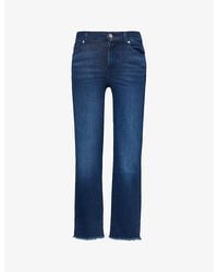 7 For All Mankind - The Straight Slim-fit Cropped Denim-blend Jeans - Lyst