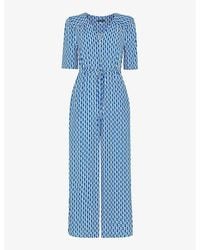Whistles - Oversized-collar Relaxed Woven Jumpsuit - Lyst