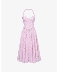 House Of Cb - Georgie Floral-Print Stretch-Cotton Midi Dress Xs (A-C Cup) - Lyst