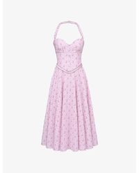 House Of Cb - Georgie Floral-Print Stretch-Cotton Midi Dress Xs (A-C Cup) - Lyst