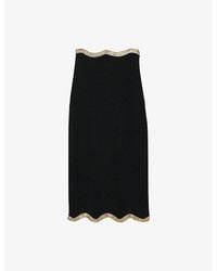 Sandro - Metallic-Trim Mid-Rise Knitted Midi Skirt - Lyst