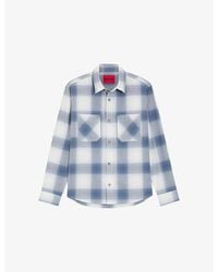 HUGO - Check-Pattern Oversized Cotton-Twill Shirt - Lyst