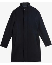 Ted Baker - Vy Funnel-neck Straight-fit Wool-blend Coat - Lyst