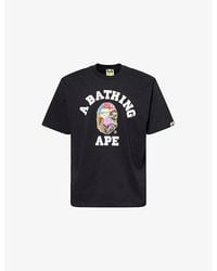 A Bathing Ape - Multi Logo College Cotton-Jersey T-Shirt - Lyst