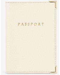 Aspinal of London - 'passport' Foil-print Pebble Leather Passport Cover 14cm - Lyst