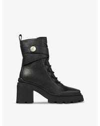 Jimmy Choo - Noemi 80 Logo-Embellished Grained-Leather Heeled Ankle Boots - Lyst