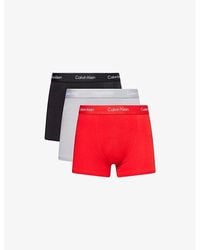 Calvin Klein - Blk,Adr Rush,Sleet Icon Relaxed-Fit Pack Of Three Stretch-Cotton Trunks - Lyst