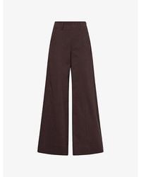 ME+EM - High-Waist Wide-Leg Cotton-Blend Trousers - Lyst