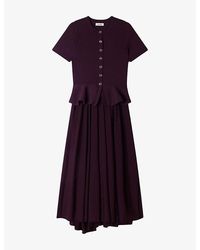 Sandro - Peplum Short-Sleeved Knitted Maxi Dress - Lyst